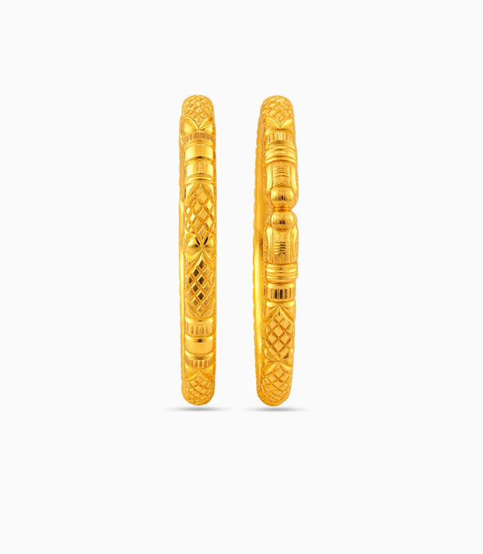 Gold Plated Wedding Diamond Cut Elephant Kada