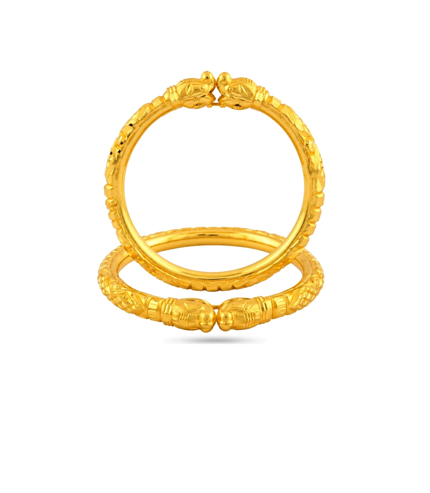 Gold Plated Wedding Diamond Cut Elephant Kada