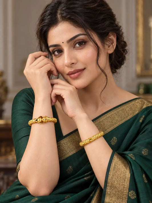 Gold Plated Wedding Heart Motif Kada