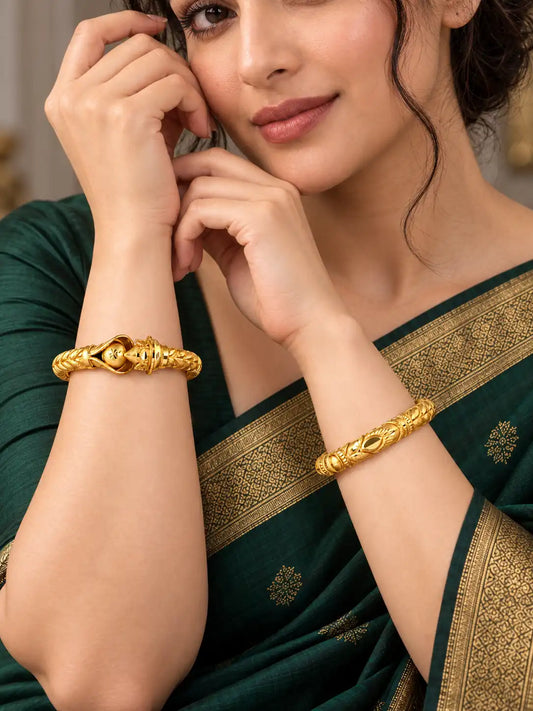 Gold Plated Wedding Heart Motif Kada