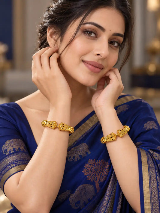 Gold Plated Wedding Spiral Rope Kada