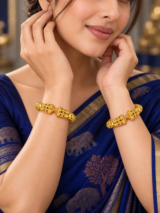 Gold Plated Wedding Spiral Rope Kada