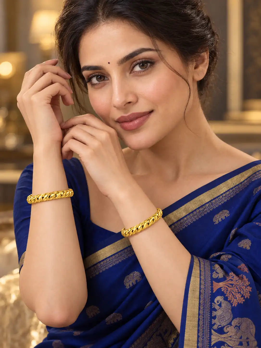Gold Plated Wedding Spiral Kada