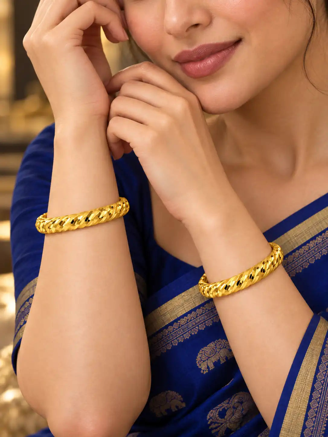 Gold Plated Wedding Spiral Kada