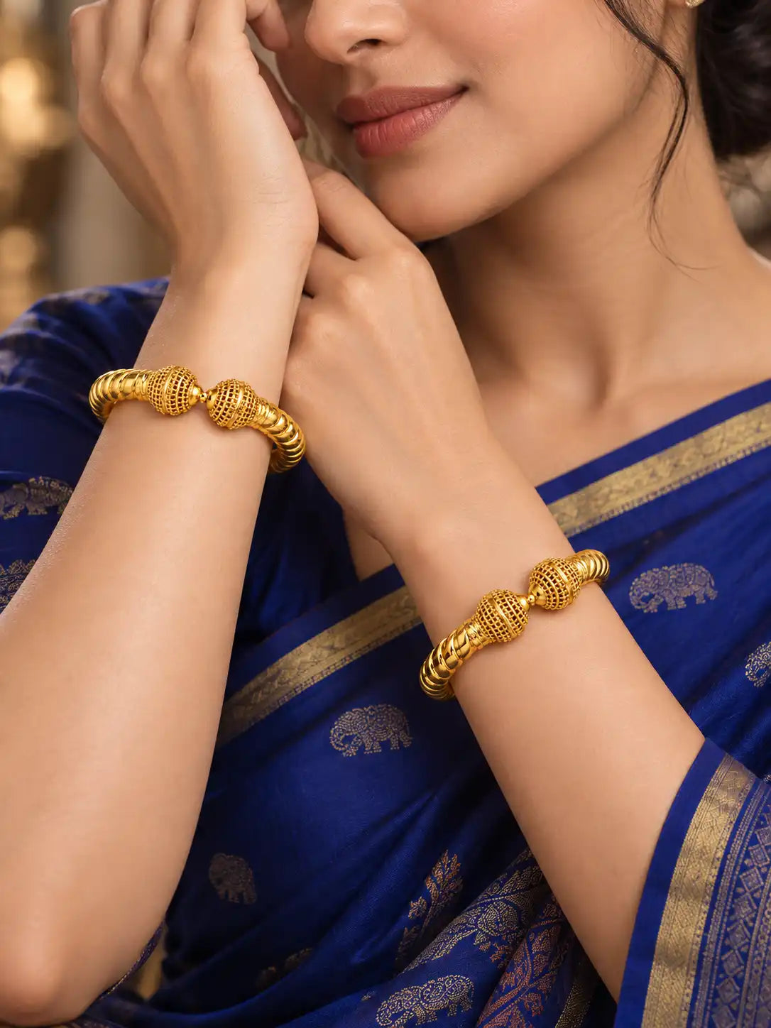 Gold Plated Wedding Filigree Spiral Kada