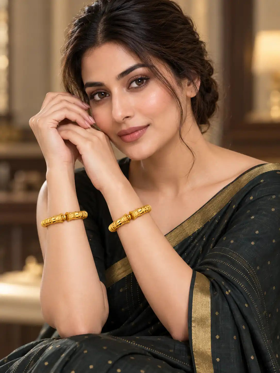 Gold Plated Wedding Twisted Chillai Kada