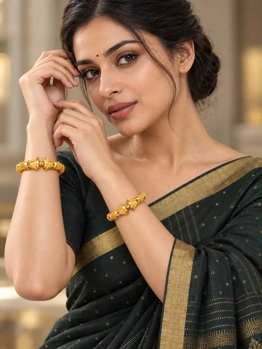 Gold Plated Wedding Ball & Floral Kada
