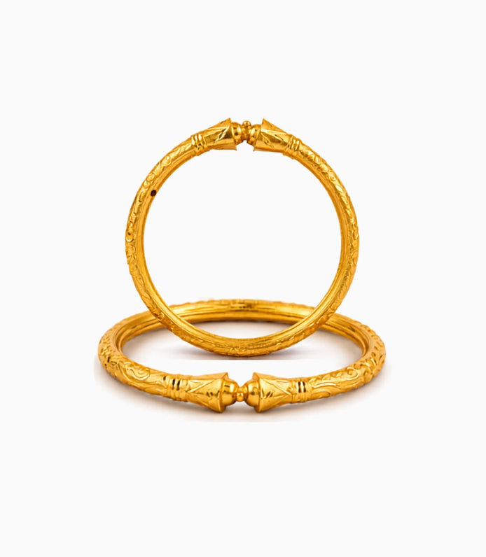 Gold Plated Wedding Floral Engraved Kada