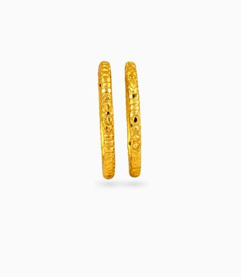 Gold Plated Wedding Floral Barrel Cut Kada