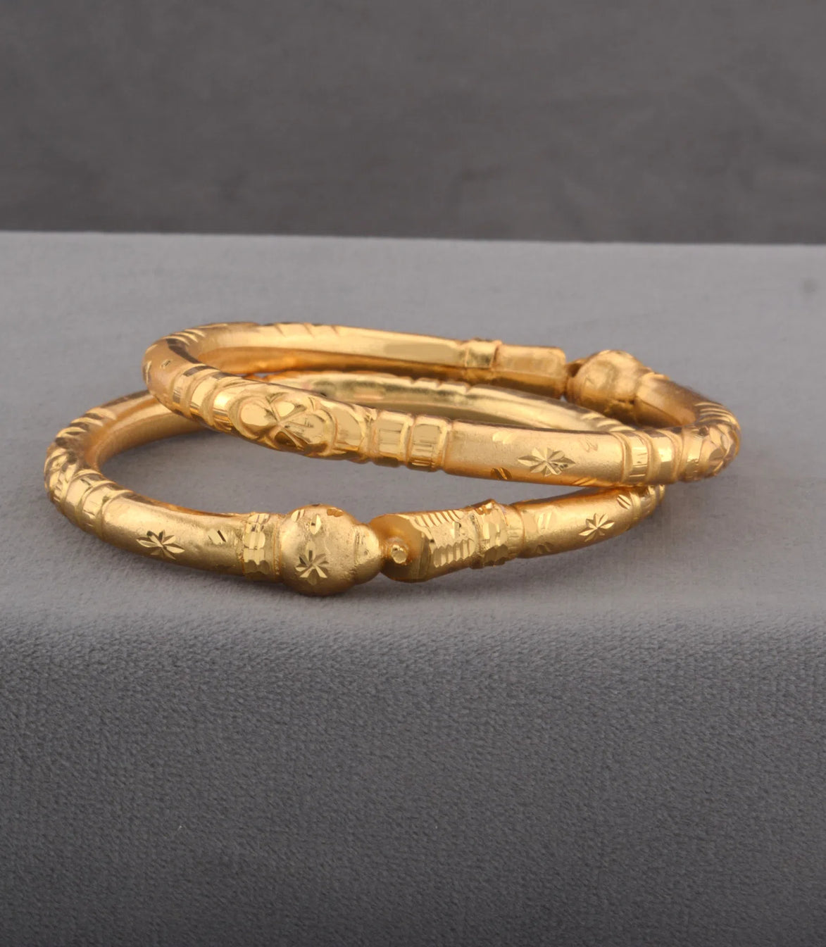 Gold Plated Wedding Barrel & Floral Motif Kada