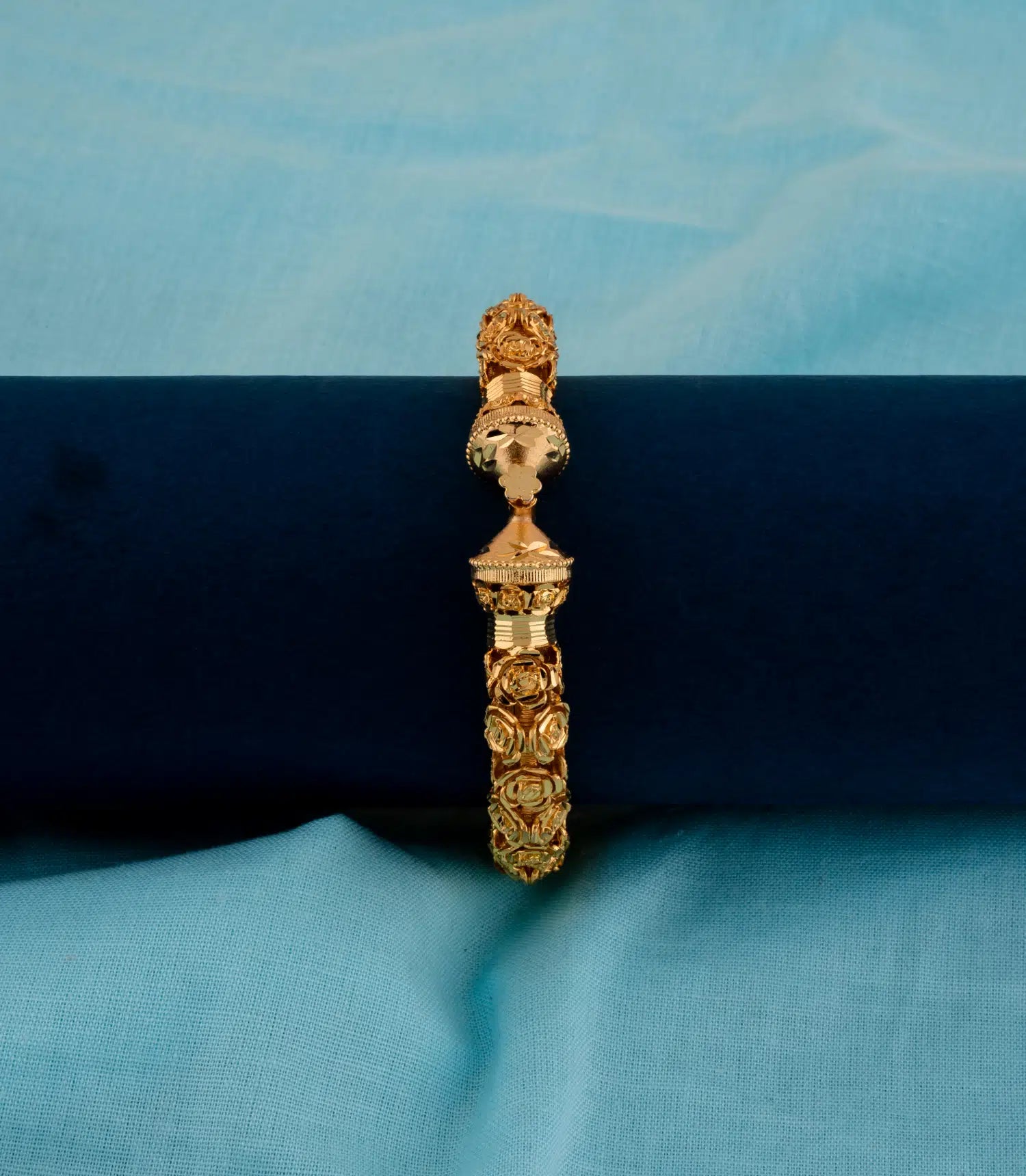 Gold Plated Wedding Rose Designed Single Kada