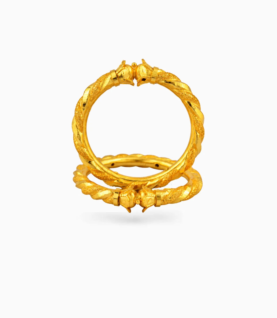 Gold Plated Wedding Twisted Rope Kada
