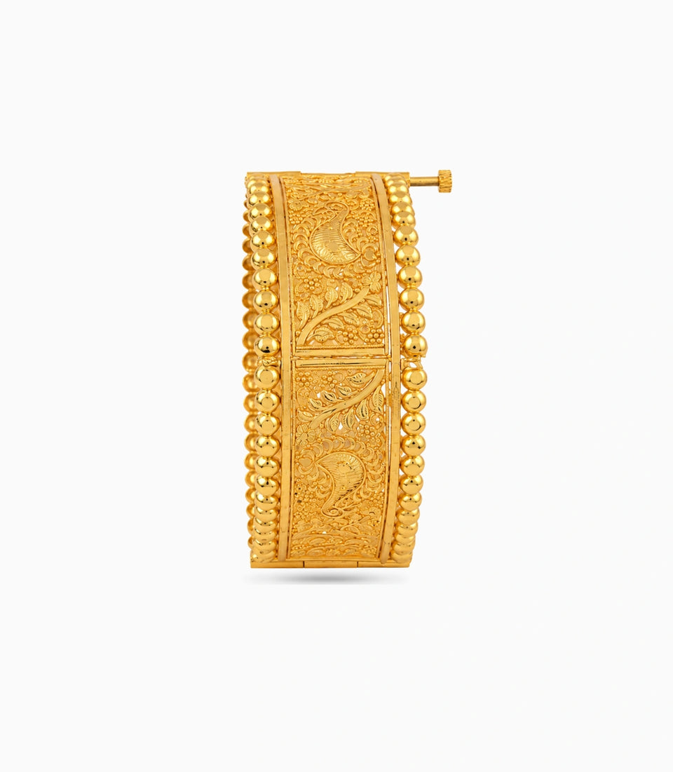 Gold Plated Wedding Mayur Single Bangle