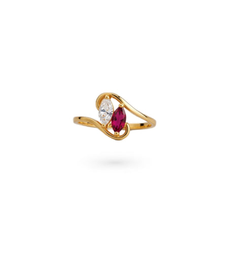Gold Plated Office Wear White-Red AD Finger Ring