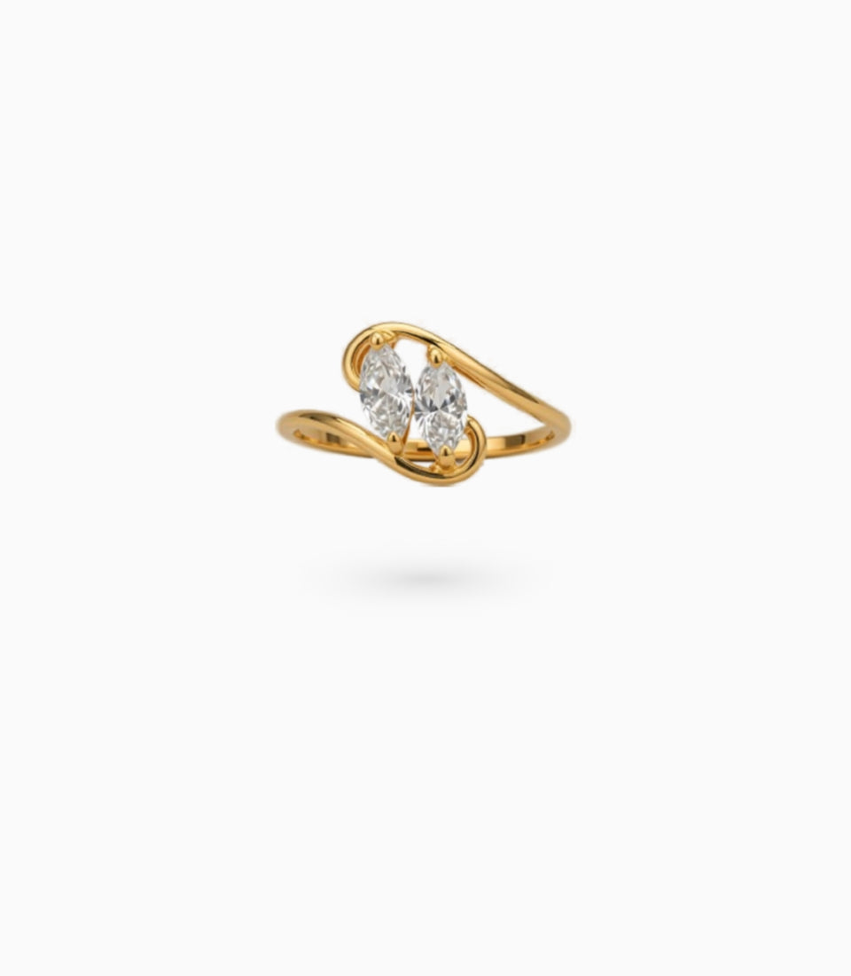 Gold Plated Office Wear Lite White AD Finger Ring