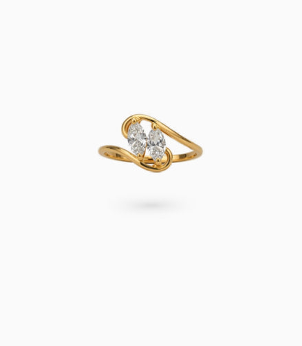 Gold Plated Office Wear Lite White AD Finger Ring