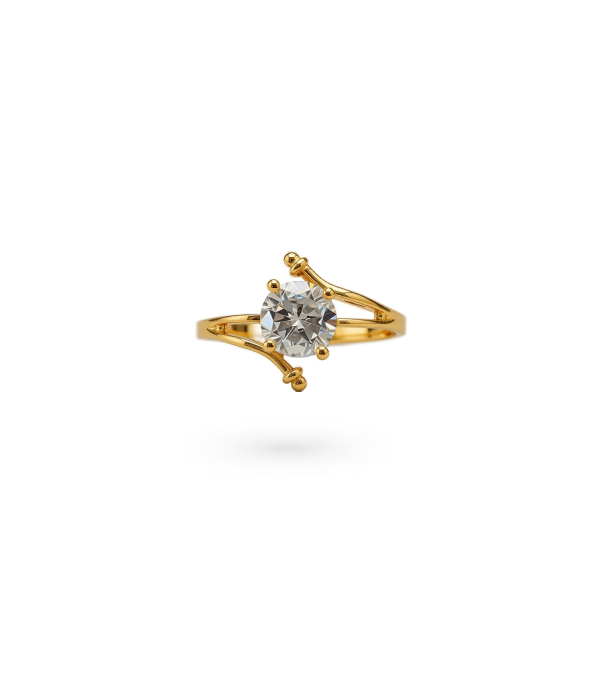 Gold Plated Office Wear White AD Finger Ring