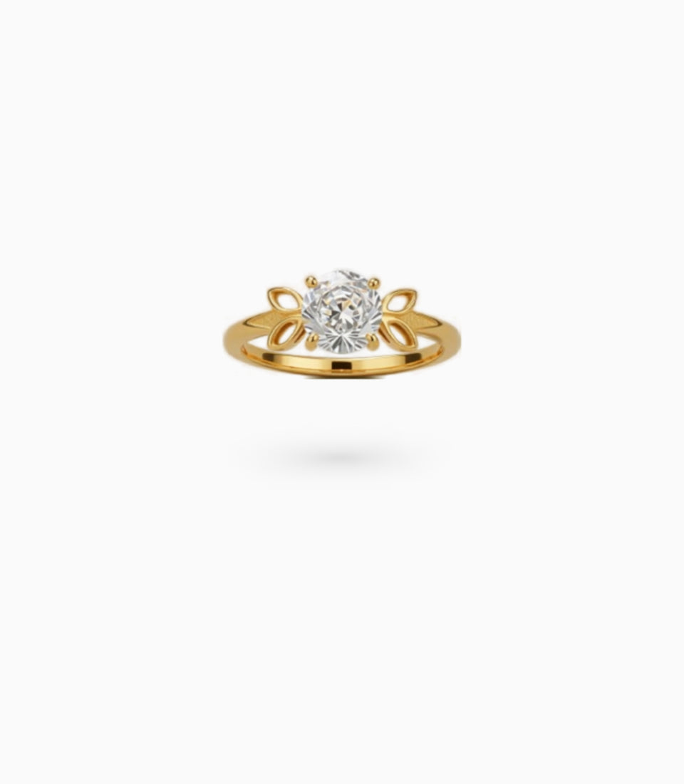 Gold Plated Festive White AD Finger Ring