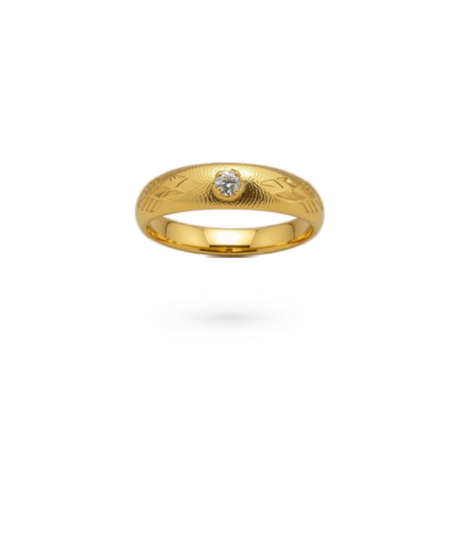 Gold Plated Textured Band AD Ring