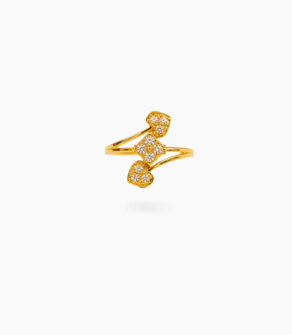 Gold Plated Party White Flower AD Finger Ring