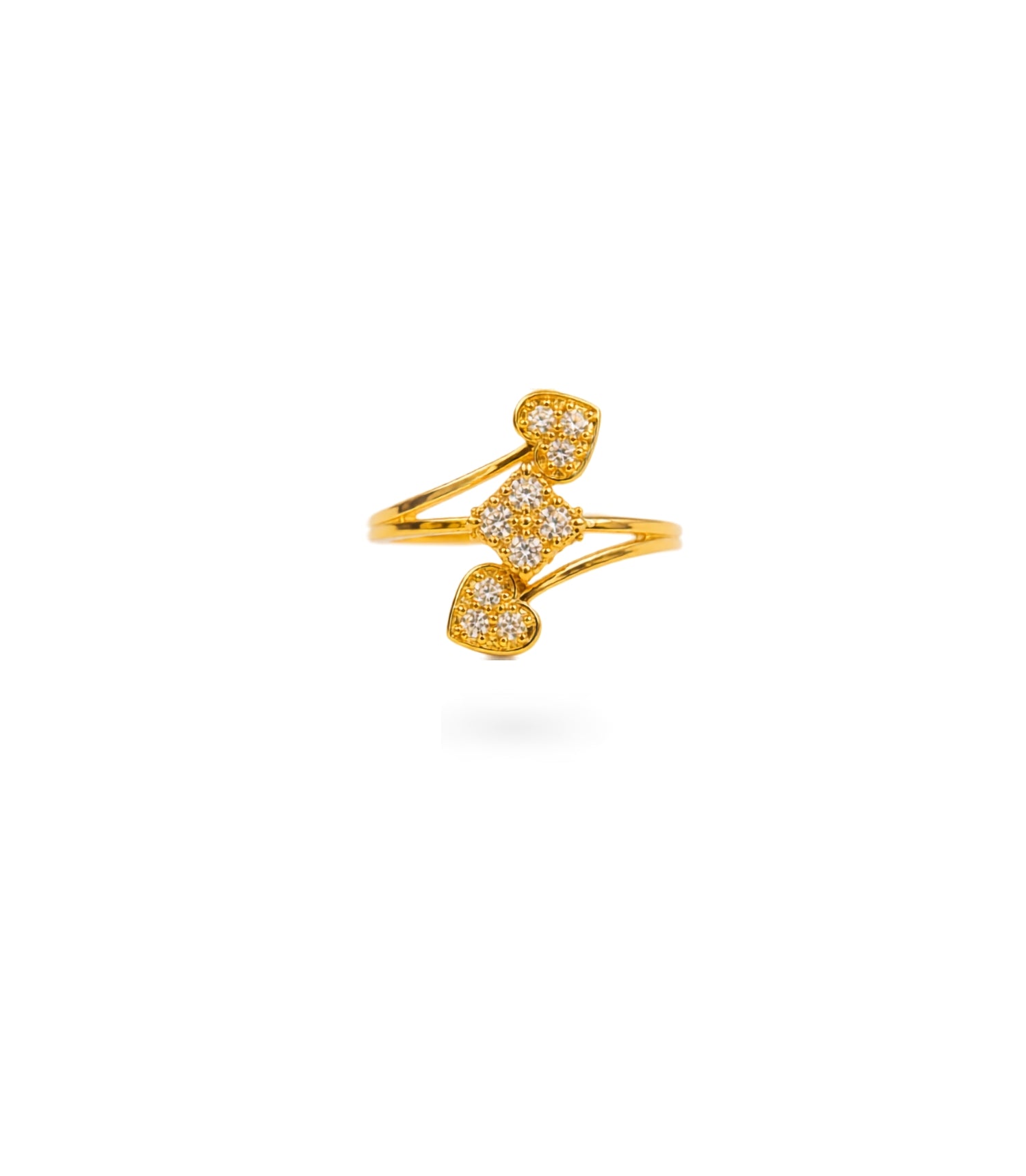 Gold Plated Party White Flower AD Finger Ring