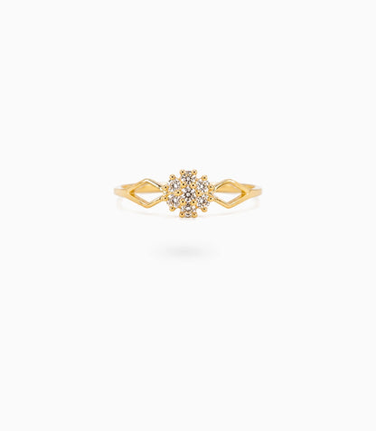 Gold Plated Aurelia Floral Crystal Adjustable Ring