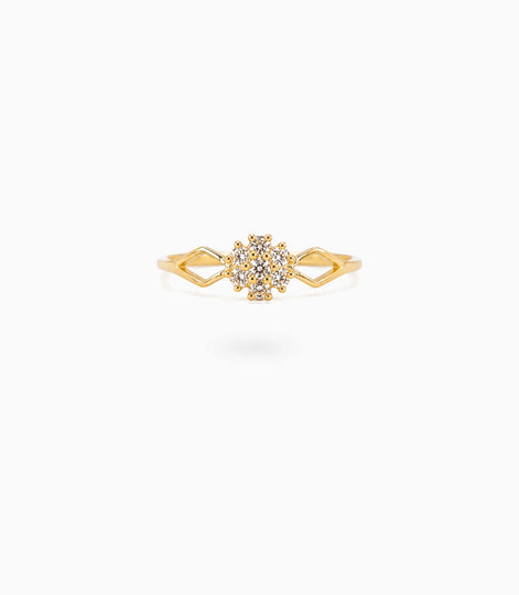 Gold Plated Aurelia Floral Crystal Adjustable Ring