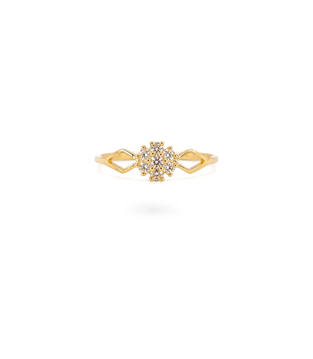 Gold Plated Aurelia Floral Crystal Adjustable Ring
