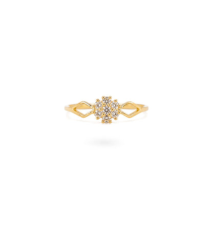 Gold Plated Aurelia Floral Crystal Adjustable Ring
