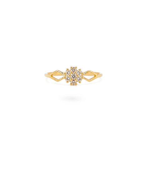 Gold Plated Aurelia Floral Crystal Adjustable Ring