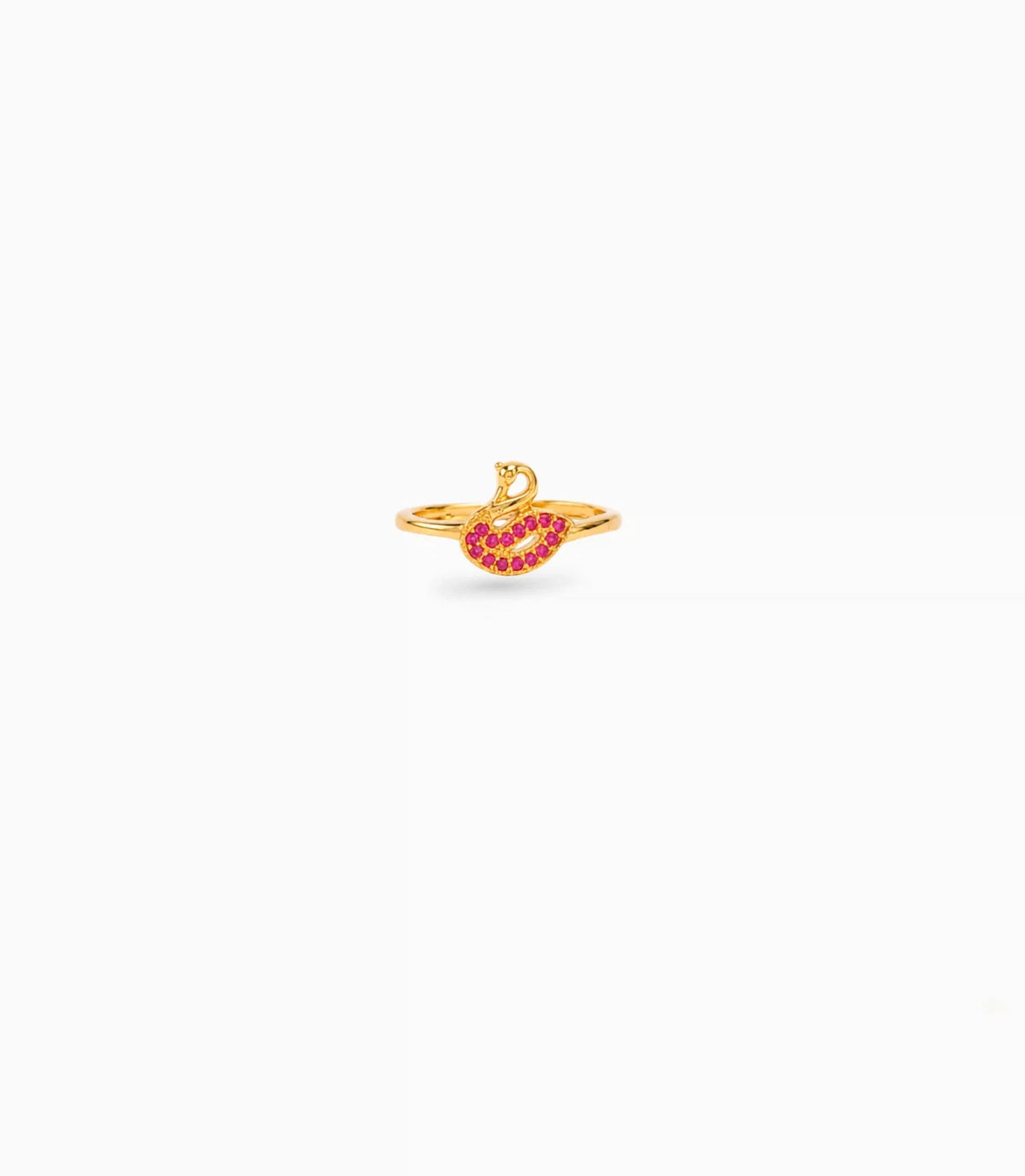 Gold Plated Festive Red Peacock Finger Ring