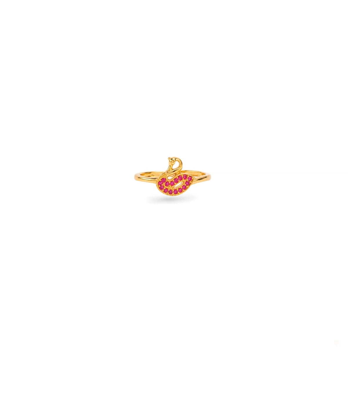 Gold Plated Festive Red Peacock Finger Ring