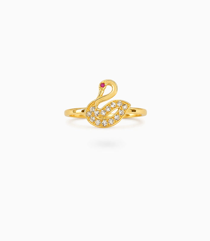 Gold Plated Festive White Peacock Finger Ring