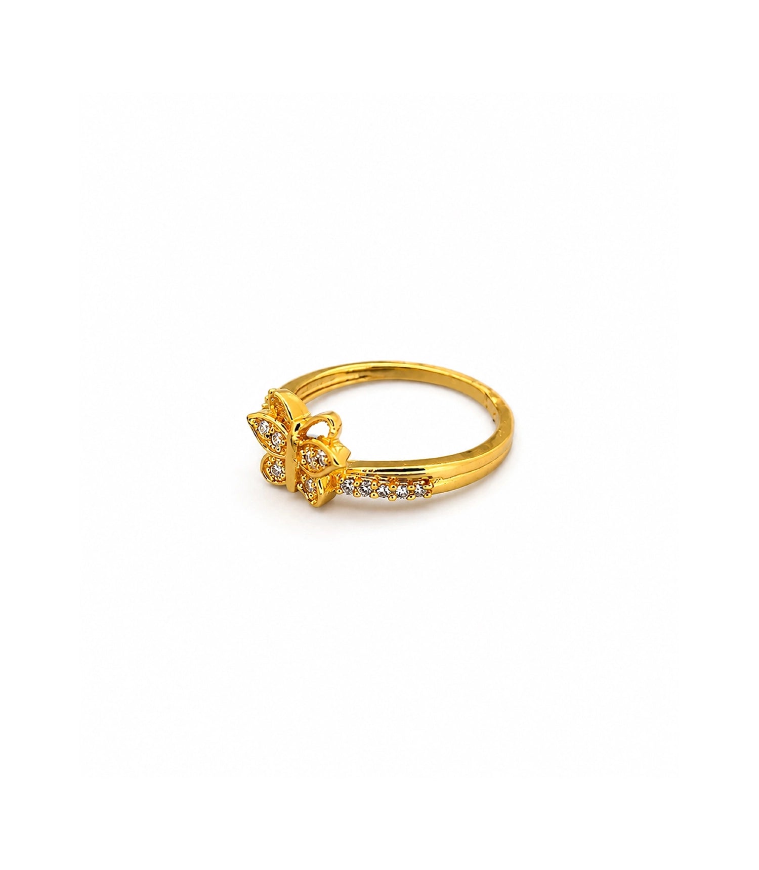 Gold Plated Butterfly Crystal AD Ring for Women