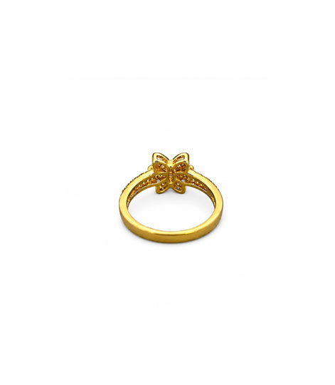 Gold Plated Butterfly Crystal AD Ring for Women