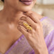 Gold Plated Adjustable Leaf Motif Finger Ring for Women