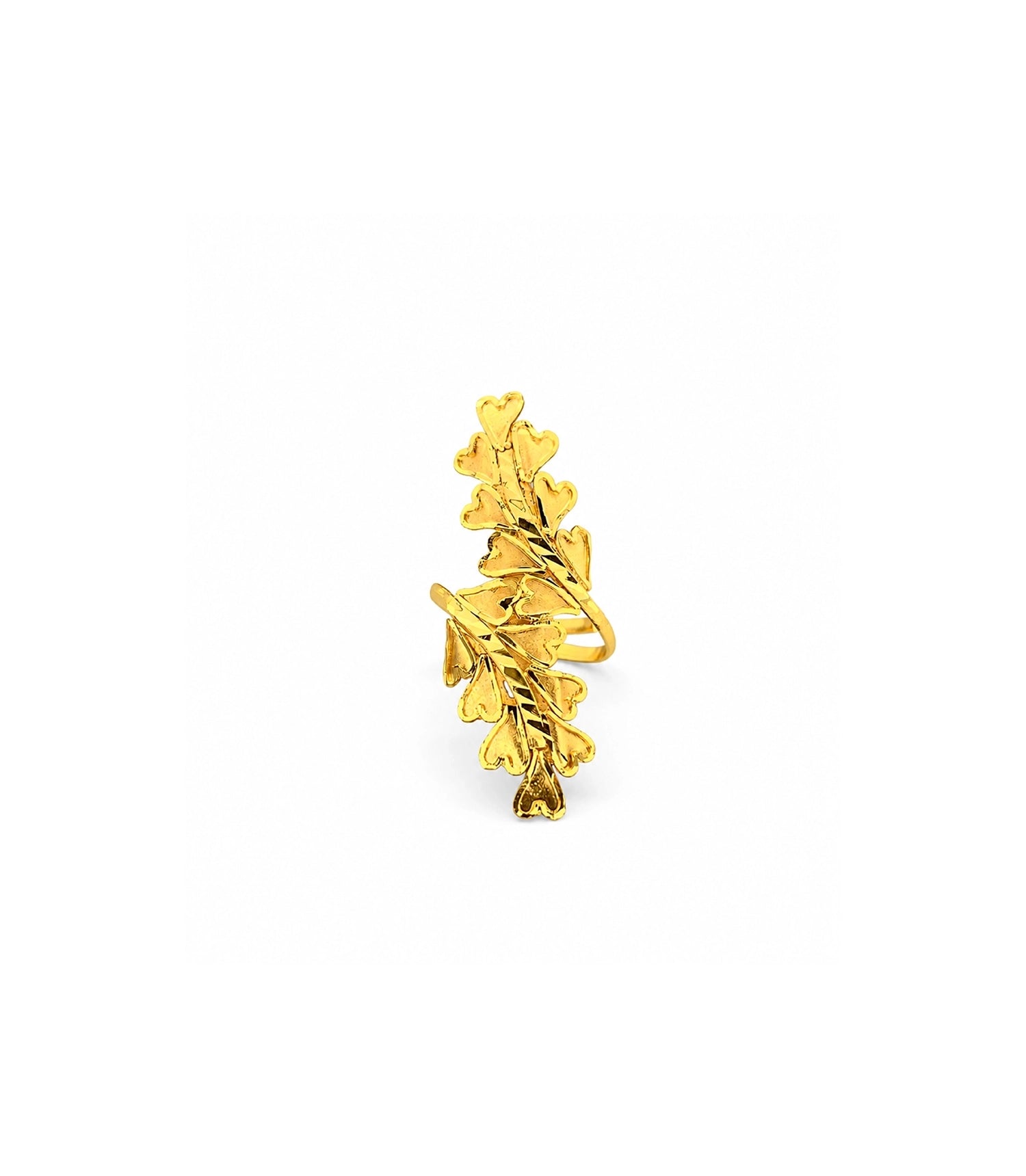 Gold Plated Adjustable Leaf Ring for Women