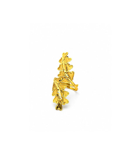 Gold Plated Adjustable Leaf Ring for Women