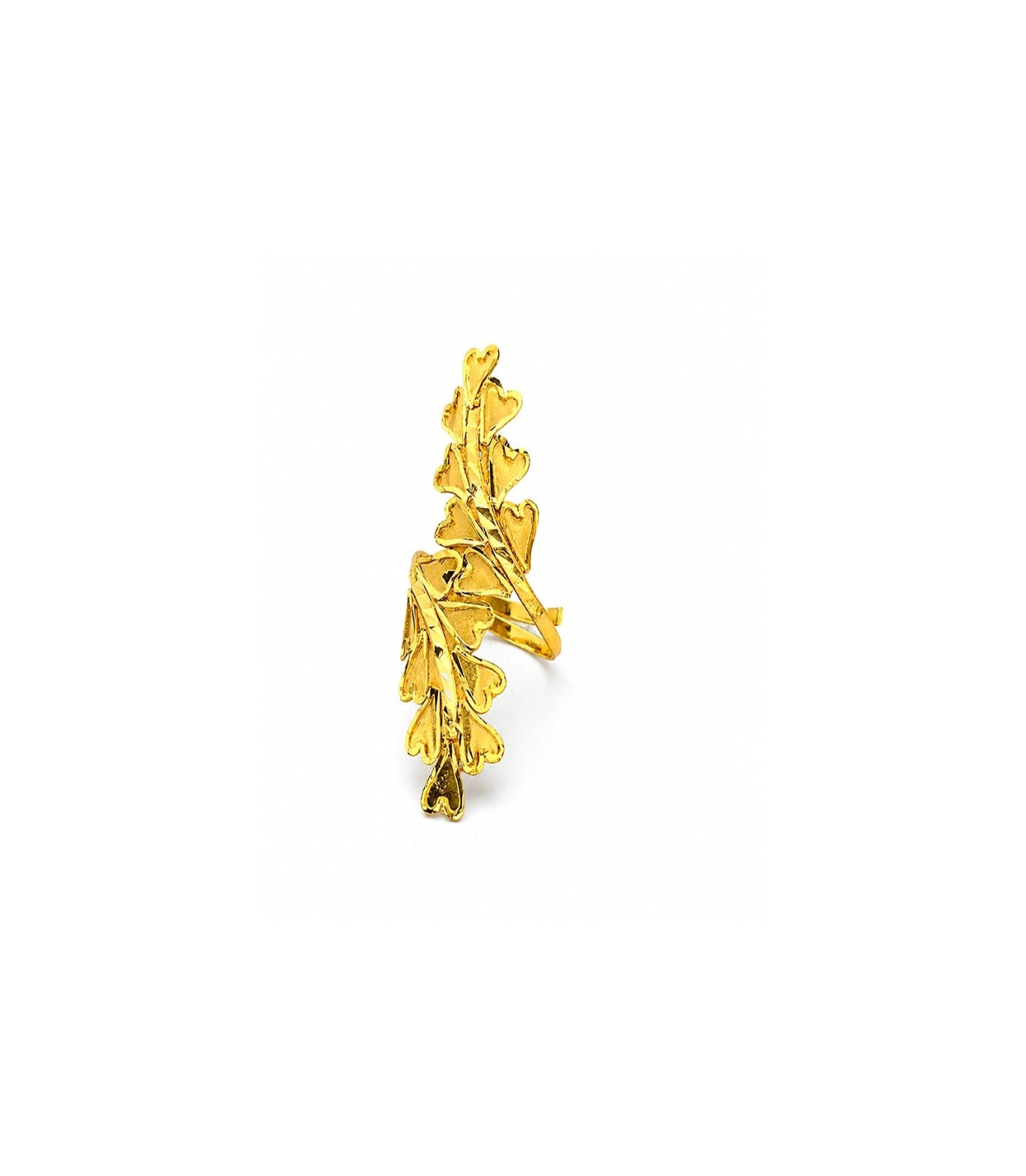 Gold Plated Adjustable Leaf Ring for Women