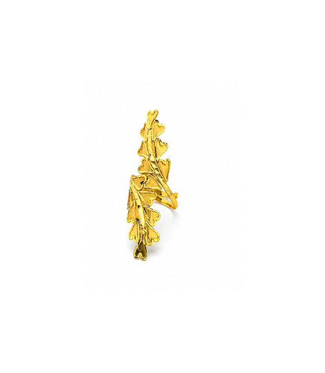Gold Plated Adjustable Leaf Ring for Women