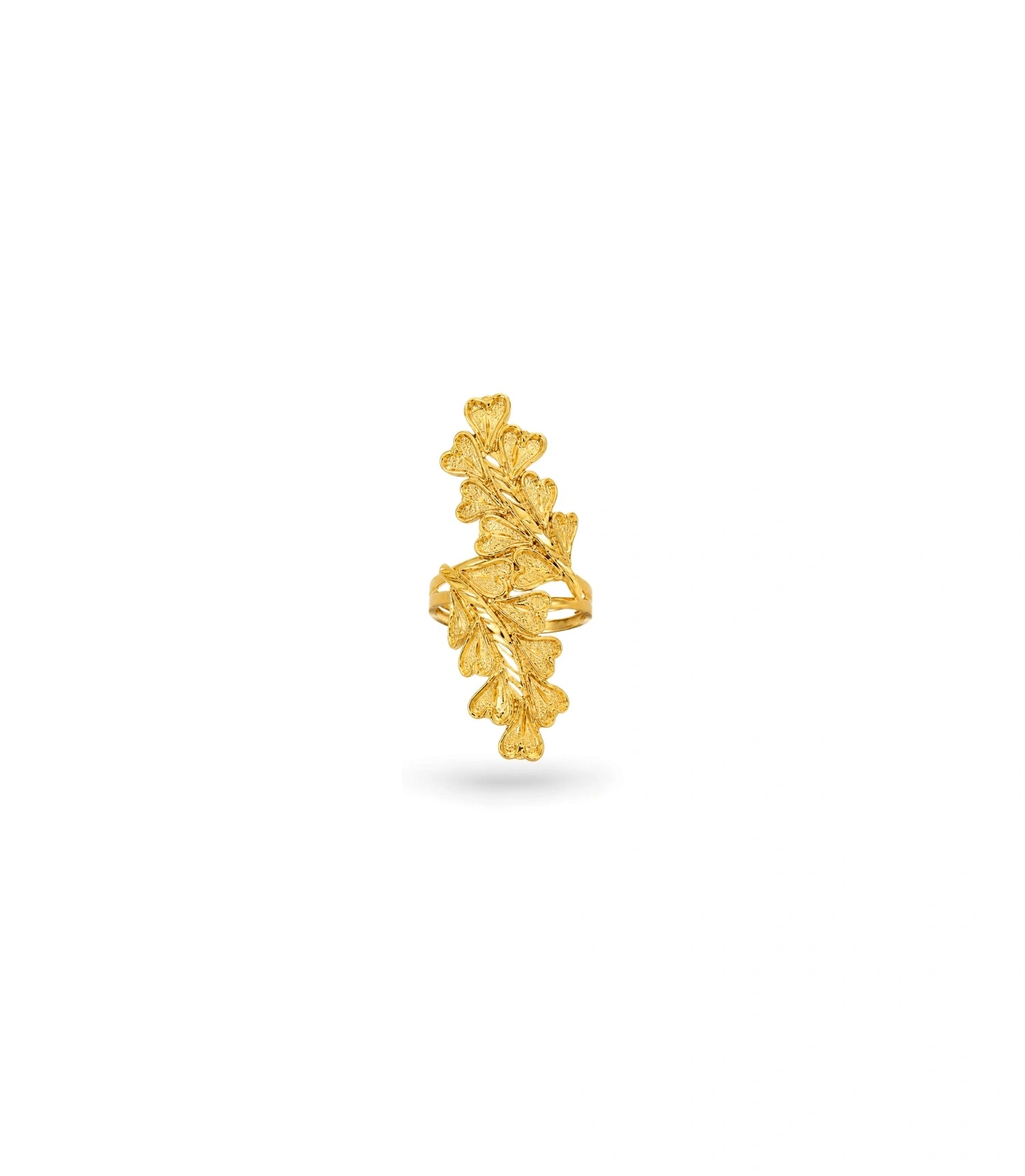 Gold Plated Adjustable Leaf Ring for Women
