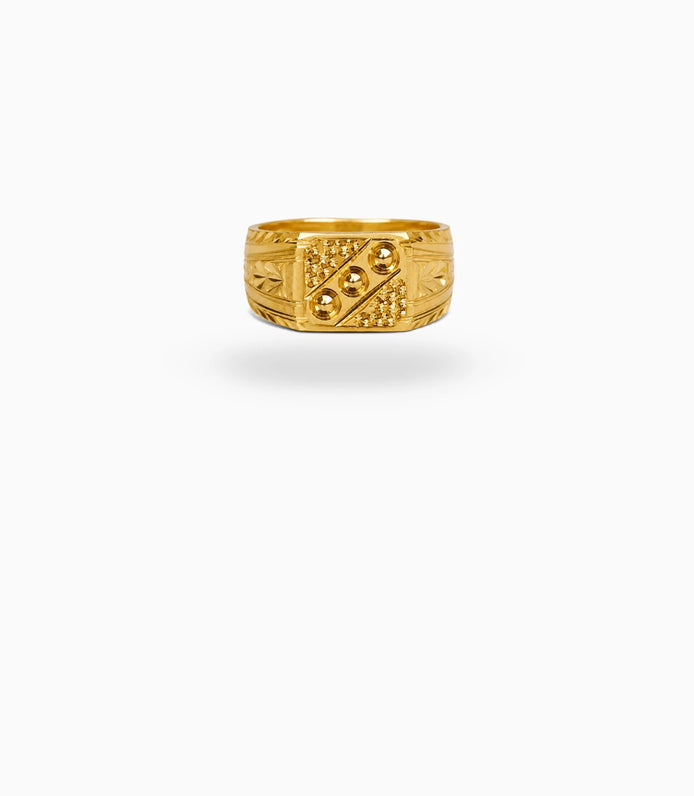 Gold Plated Traditional Square Signet Finger Ring Men