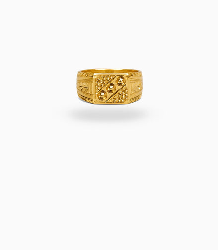 Gold Plated Traditional Square Signet Finger Ring Men