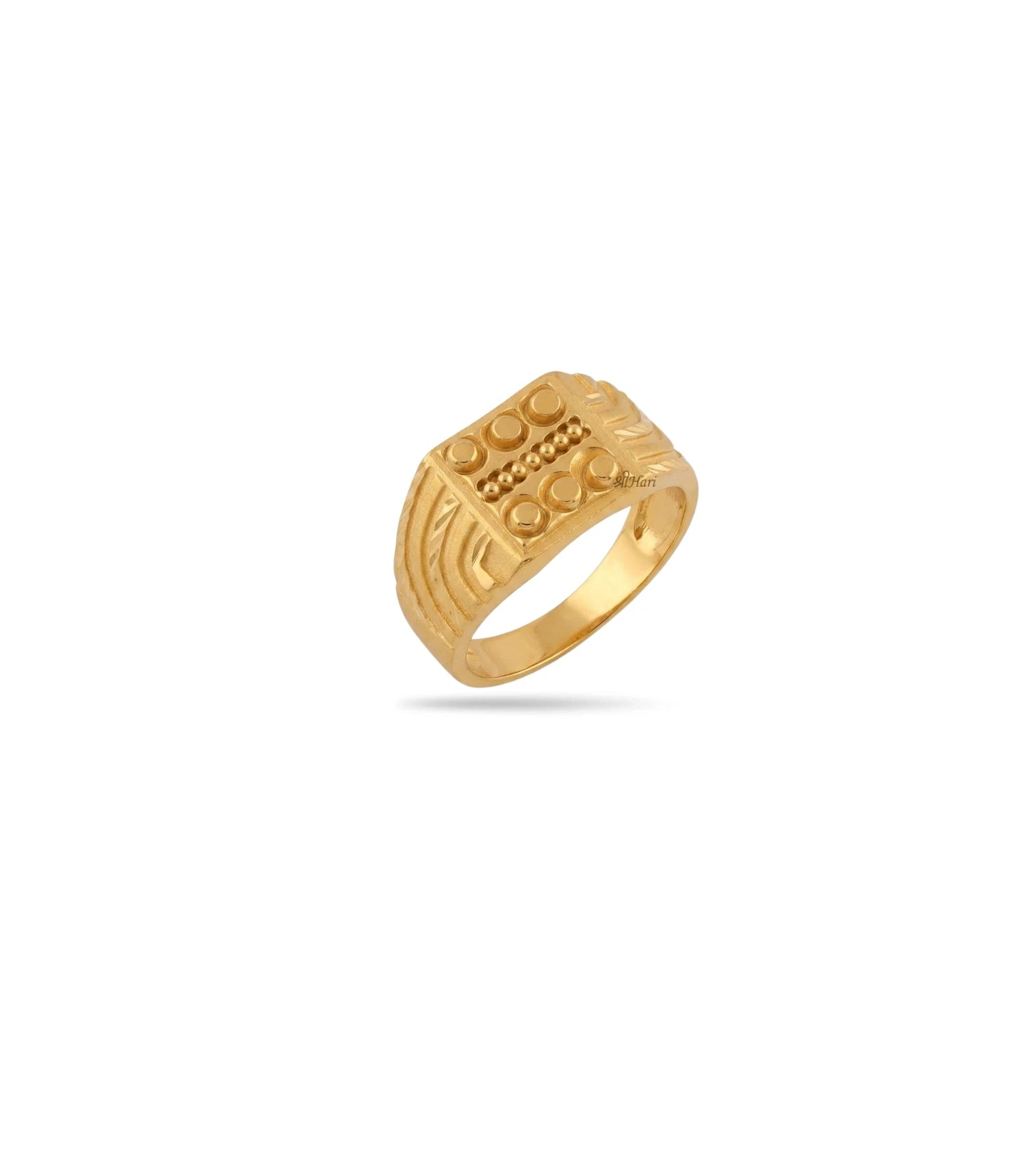 Gold Plated Checkerboard Square Finger Ring Men