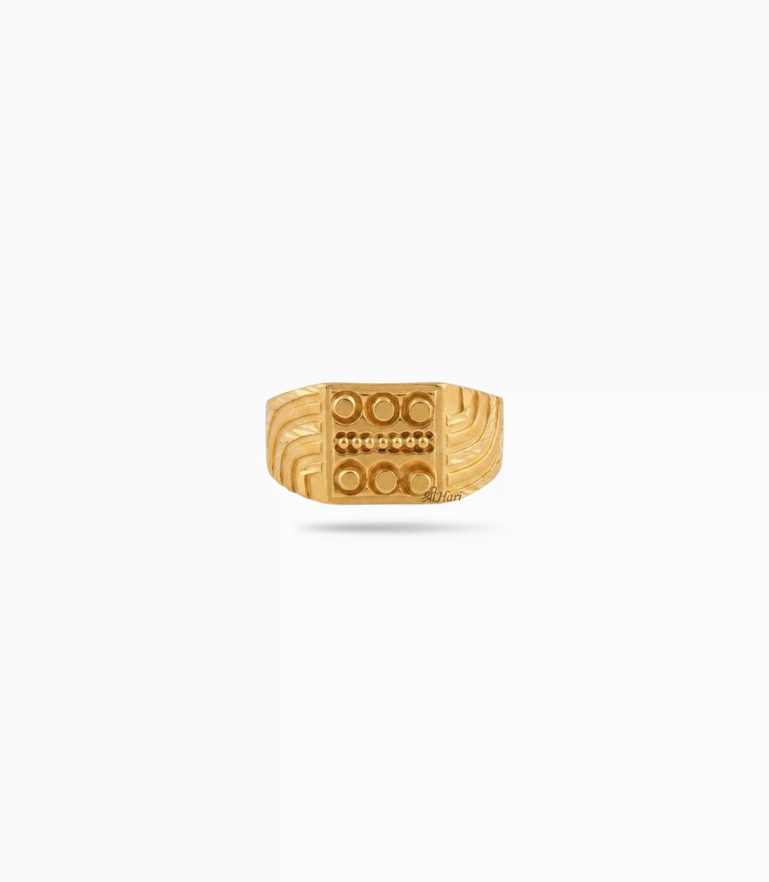 Gold Plated Checkerboard Square Finger Ring Men