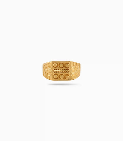Gold Plated Checkerboard Square Finger Ring Men