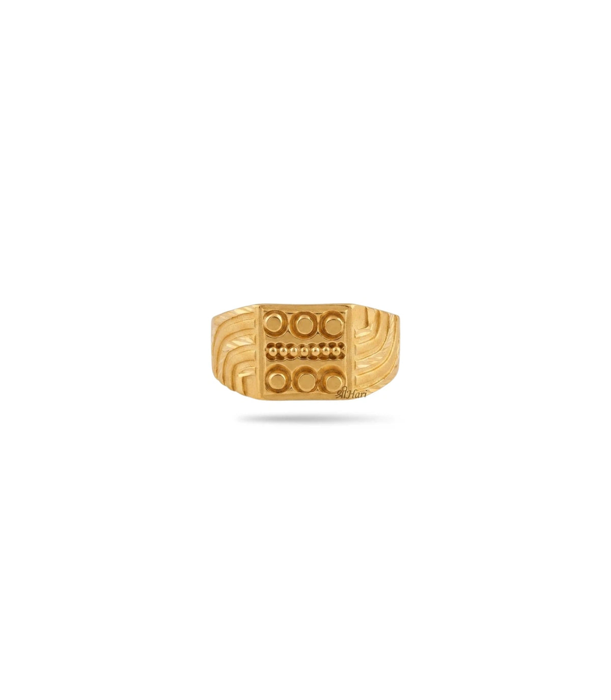 Gold Plated Checkerboard Square Finger Ring Men