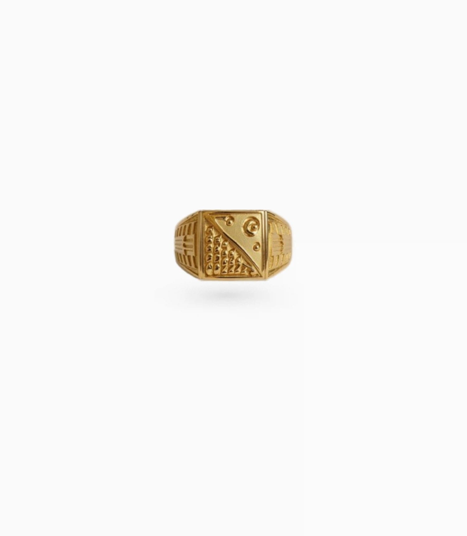Gold Plated Textured Square Finger Ring Men