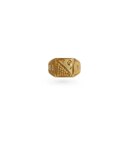 Gold Plated Textured Square Finger Ring Men