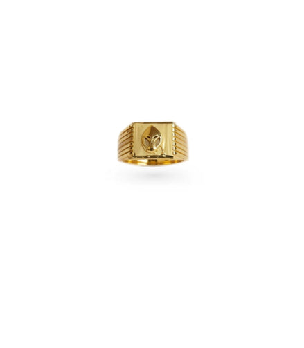 Gold Plated Square Leaf Motif Finger Ring Men